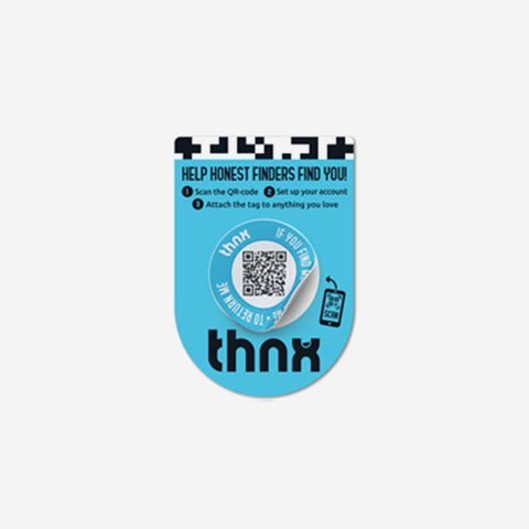 Thnx Tag Sticker 28mm - Voor je kwijtgeraakte spullen